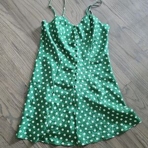 PINK Victoria's Secret Green and White Polka Dot Chemise